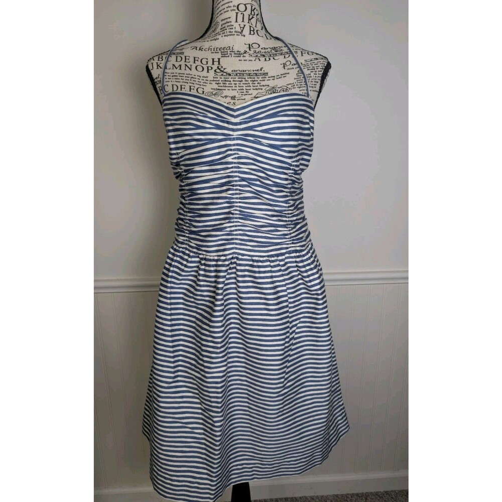 Polo Ralph Lauren Striped Nautical Cruise Cotton Midi Sundress Sz 14 Blue White